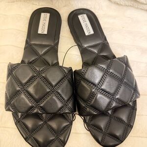 Steve Madden Black Quilted Slide Mules